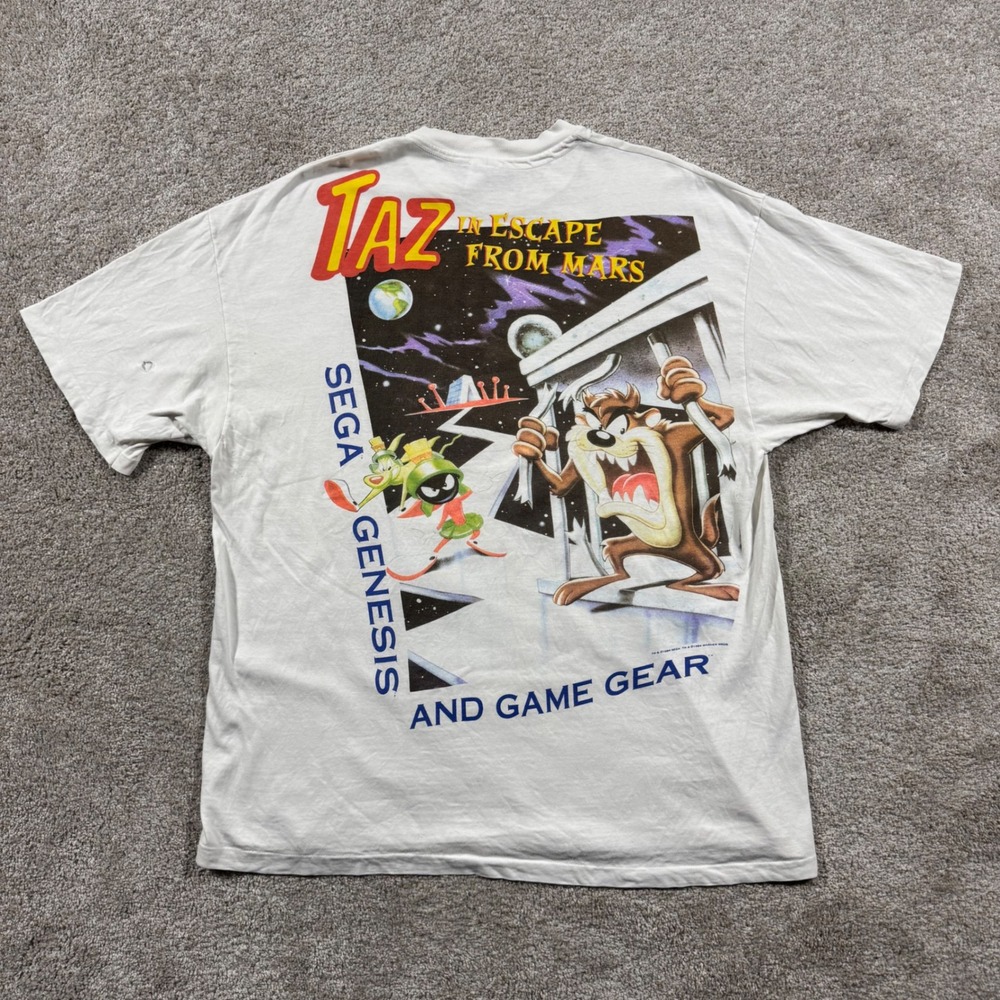 Vintage 1994 Sega Genesis Taz Escape From Mars T-Shirt XL Video Game Promo 90s
